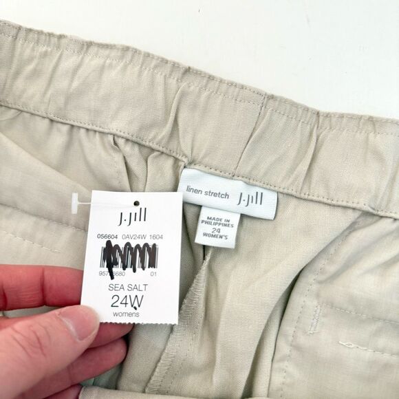 J. Jill Linen Stretch Sea Salt Wide Leg Trousers Size 24 NWT - Picture 7 of 10